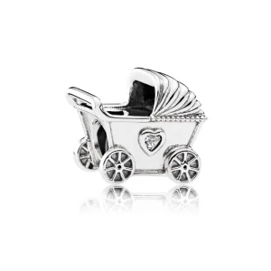 PANDORA Baby's Pram, Clear CZ Charm - 792102cz (image for) PANDORA Baby's Pram, Clear CZ Charm - 792102cz