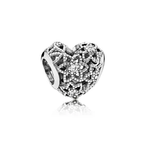 PANDORA Blooming Heart Clear CZ Charm - 796264CZ (image for) PANDORA Blooming Heart Clear CZ Charm - 796264CZ
