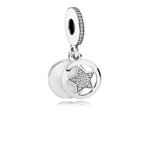PANDORA Friendship Star, Silver Enamel Clear CZ Dangle Charm - 792148EN23 (image for) PANDORA Friendship Star, Silver Enamel Clear CZ Dangle Charm - 792148EN23