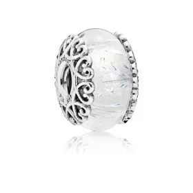 PANDORA Iridescent White Glass Charm - 797617 PANDORA Iridescent White Glass Charm - 797617
