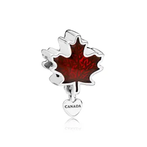 PANDORA Maple leaf silver charm with red enamel - 797207EN07 (image for) PANDORA Maple leaf silver charm with red enamel - 797207EN07