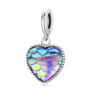 Pandora Style Fish Scale Heart Dangle - SCC2007 (image for) Pandora Style Fish Scale Heart Dangle - SCC2007