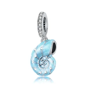 Pandora Style Silver Blue Conch Dangle - SCC1560 (image for) Pandora Style Silver Blue Conch Dangle - SCC1560
