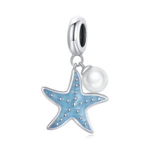 Pandora Style Silver Blue Starfish Dangle - SCC1807 (image for) Pandora Style Silver Blue Starfish Dangle - SCC1807