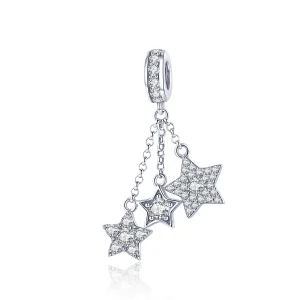 Pandora Style Silver Pentagrams Dangle - SCC881 (image for) Pandora Style Silver Pentagrams Dangle - SCC881