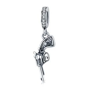 Pandora Style Silver Revolver Dangle - SCC508 (image for) Pandora Style Silver Revolver Dangle - SCC508