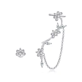 Pandora Style Blossoms On Moshang Ear clip - BSE476 Pandora Style Blossoms On Moshang Ear clip - BSE476
