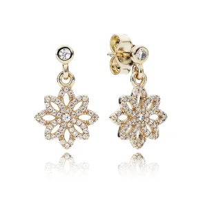 PANDORA 14K Gold Lace Botanique Earrings - 250323CZ (image for) PANDORA 14K Gold Lace Botanique Earrings - 250323CZ