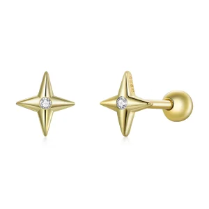 Pandora Style 18ct Gold Plated Golden Stars Stud Earrings - SCE1117 (image for) Pandora Style 18ct Gold Plated Golden Stars Stud Earrings - SCE1117
