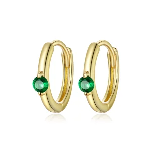 Pandora Style 18ct Gold Plated green zircon Hoop Earrings - SCE1050-GN (image for) Pandora Style 18ct Gold Plated green zircon Hoop Earrings - SCE1050-GN