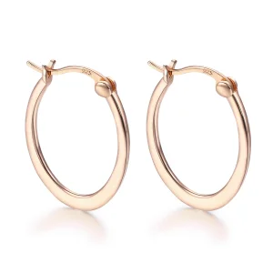 Pandora Style Rose Gold Hoop Earrings - SCE478 (image for) Pandora Style Rose Gold Hoop Earrings - SCE478
