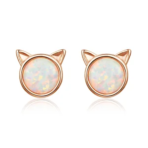 Pandora Style Rose Gold Meow Star Stud Earrings - SCE538 (image for) Pandora Style Rose Gold Meow Star Stud Earrings - SCE538