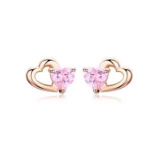 Pandora Style Rose Gold Palpitation Stud Earrings - SCE090-C (image for) Pandora Style Rose Gold Palpitation Stud Earrings - SCE090-C
