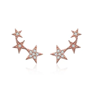 Pandora Style Rose Gold Secrets of Stars Stud Earrings - SCE291 (image for) Pandora Style Rose Gold Secrets of Stars Stud Earrings - SCE291