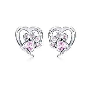 Pandora Style Silver Caring Dog Paw Stud Earrings - SCE654-Pk (image for) Pandora Style Silver Caring Dog Paw Stud Earrings - SCE654-Pk
