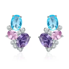 Pandora Style Silver Colorful Zircon Stud Earrings - SCE579 Pandora Style Silver Colorful Zircon Stud Earrings - SCE579
