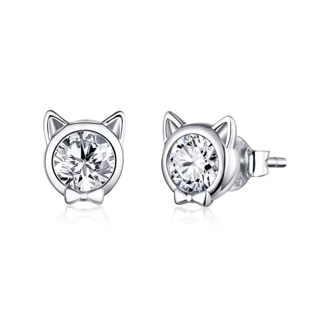 Pandora Style Silver Cute Cat Stud Earrings - SCE899 Pandora Style Silver Cute Cat Stud Earrings - SCE899