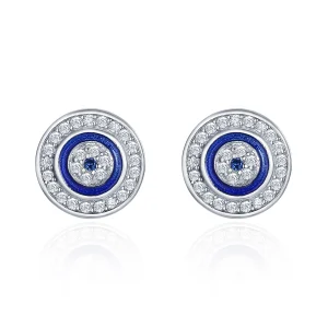(image for) Pandora Style Silver Devil's Eye Stud Earrings - SCE148