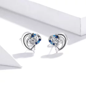 Pandora Style Silver Dolphin Elves Stud Earrings - SCE930 Pandora Style Silver Dolphin Elves Stud Earrings - SCE930