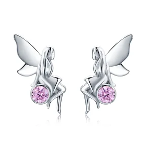 Pandora Style Silver Flower Fairy Stud Earrings - SCE395 (image for) Pandora Style Silver Flower Fairy Stud Earrings - SCE395