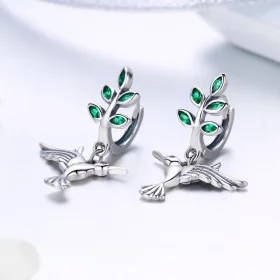 Pandora Style Silver Greetings From Hummingbirds Stud Earrings - SCE464 Pandora Style Silver Greetings From Hummingbirds Stud Earrings - SCE464