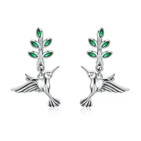 Pandora Style Silver Greetings From Hummingbirds Stud Earrings - SCE464 Pandora Style Silver Greetings From Hummingbirds Stud Earrings - SCE464