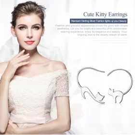 Pandora Style Silver Naughty Kitten Stud Earrings - SCE073 Pandora Style Silver Naughty Kitten Stud Earrings - SCE073