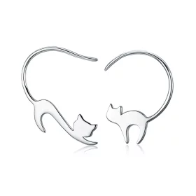 Pandora Style Silver Naughty Kitten Stud Earrings - SCE073 Pandora Style Silver Naughty Kitten Stud Earrings - SCE073