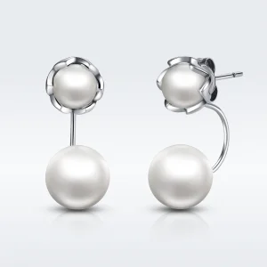 Pandora Style Silver Pearl Stud Earrings - SCE002 (image for) Pandora Style Silver Pearl Stud Earrings - SCE002