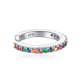Pandora Style Silver Rainbow Ear clip - SCE993-A Pandora Style Silver Rainbow Ear clip - SCE993-A