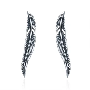 Pandora Style Silver Retro Wings Stud Earrings - SCE258 (image for) Pandora Style Silver Retro Wings Stud Earrings - SCE258