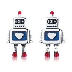 Pandora Style Silver Robot Stud Earrings - SCE477 Pandora Style Silver Robot Stud Earrings - SCE477
