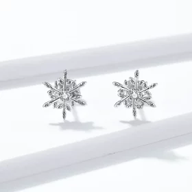 Pandora Style Silver Romantic Snowflakes Stud Earrings - BSE424 Pandora Style Silver Romantic Snowflakes Stud Earrings - BSE424