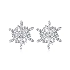 Pandora Style Silver Romantic Snowflakes Stud Earrings - BSE424 Pandora Style Silver Romantic Snowflakes Stud Earrings - BSE424