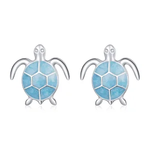 Pandora Style Silver Sea Turtle Stud Earrings - SCE1035 (image for) Pandora Style Silver Sea Turtle Stud Earrings - SCE1035