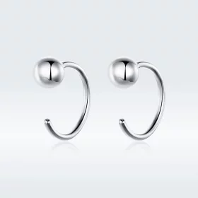 Pandora Style Silver Small Ball Hoop Earrings - SCE782-A Pandora Style Silver Small Ball Hoop Earrings - SCE782-A
