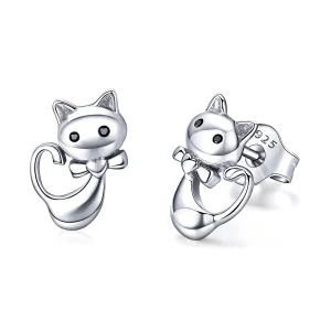 Pandora Style Silver Sticky Cat Stud Earrings - SCE450 (image for) Pandora Style Silver Sticky Cat Stud Earrings - SCE450