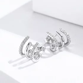Pandora Style Silver Twist Stud Earrings - SCE585 Pandora Style Silver Twist Stud Earrings - SCE585
