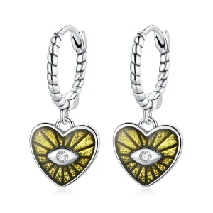 (image for) Pandora Style Love Devil Eyes - Lemon Yellow Hoop Earrings - SCE1270-YE