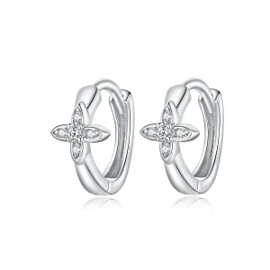 Pandora Style Sparkle Flower Hoop Earrings - SCE1043 (image for) Pandora Style Sparkle Flower Hoop Earrings - SCE1043