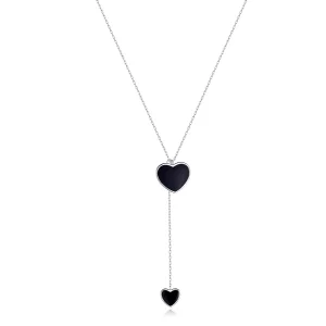 Pandora Style Black Heart Necklace - BSN095 (image for) Pandora Style Black Heart Necklace - BSN095