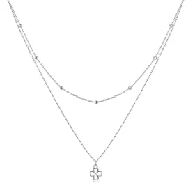 Pandora Style Double Clover Necklace - SCN481 Pandora Style Double Clover Necklace - SCN481