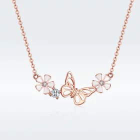 Pandora Style Rose Gold Dancing Butterfly Pendant Necklace - BSN053 Pandora Style Rose Gold Dancing Butterfly Pendant Necklace - BSN053