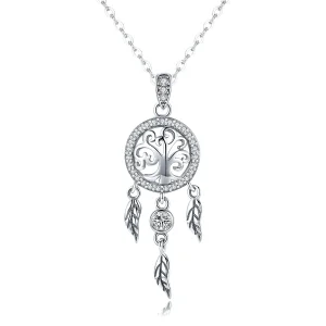 Pandora Style Silver Life Tree Dreamcatcher Necklace - SCN298 (image for) Pandora Style Silver Life Tree Dreamcatcher Necklace - SCN298