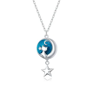 Pandora Style Silver Moon & Cat Pendant Necklace - SCN422 (image for) Pandora Style Silver Moon & Cat Pendant Necklace - SCN422