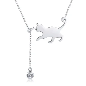 Pandora Style Silver Naughty Kitten Necklace - SCN232 (image for) Pandora Style Silver Naughty Kitten Necklace - SCN232