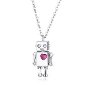 Pandora Style Silver Robot of Love Necklace - SCN388 (image for) Pandora Style Silver Robot of Love Necklace - SCN388