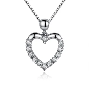 Pandora Style Silver Sparkle Heart Necklace - SCN025 (image for) Pandora Style Silver Sparkle Heart Necklace - SCN025