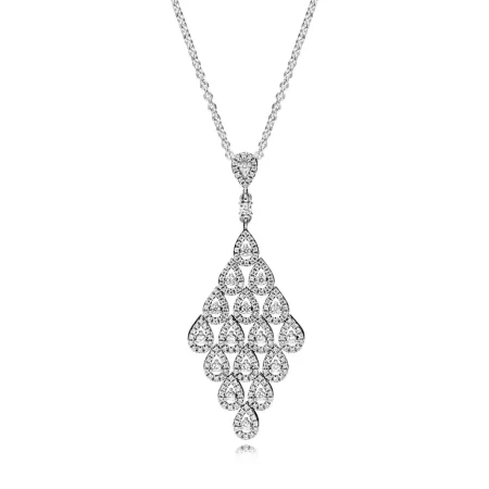 PANDORA Cascading Glamour Pendant Necklace - 396262CZ-80 PANDORA Cascading Glamour Pendant Necklace - 396262CZ-80