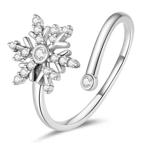 Pandora Style Beautiful Snowflakes Open Ring - BSR214 Pandora Style Beautiful Snowflakes Open Ring - BSR214